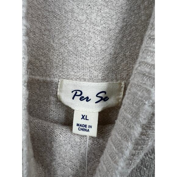 Per Se Sweater Womens Turtleneck Stripe Pullover Tuape White Size XL - Picture 3 of 7